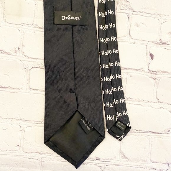 Dr. Seuss Black Ho Ho HO Christmas Santa Character Grinch BlackTie OS - Picture 4 of 8